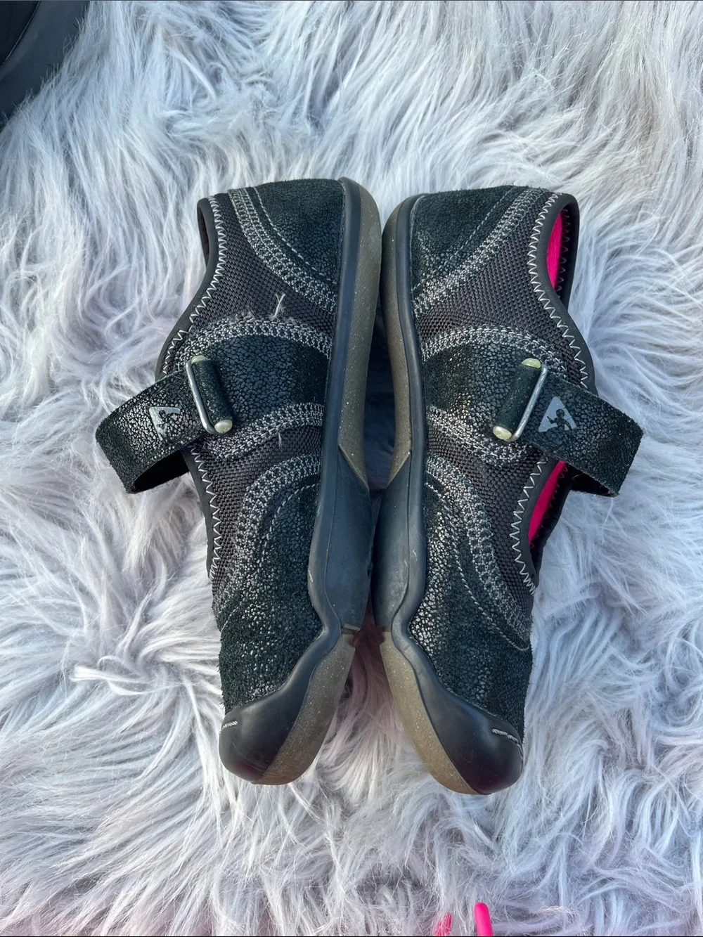PLAE Black Mary Jane Shoes with Bright Pink Insole